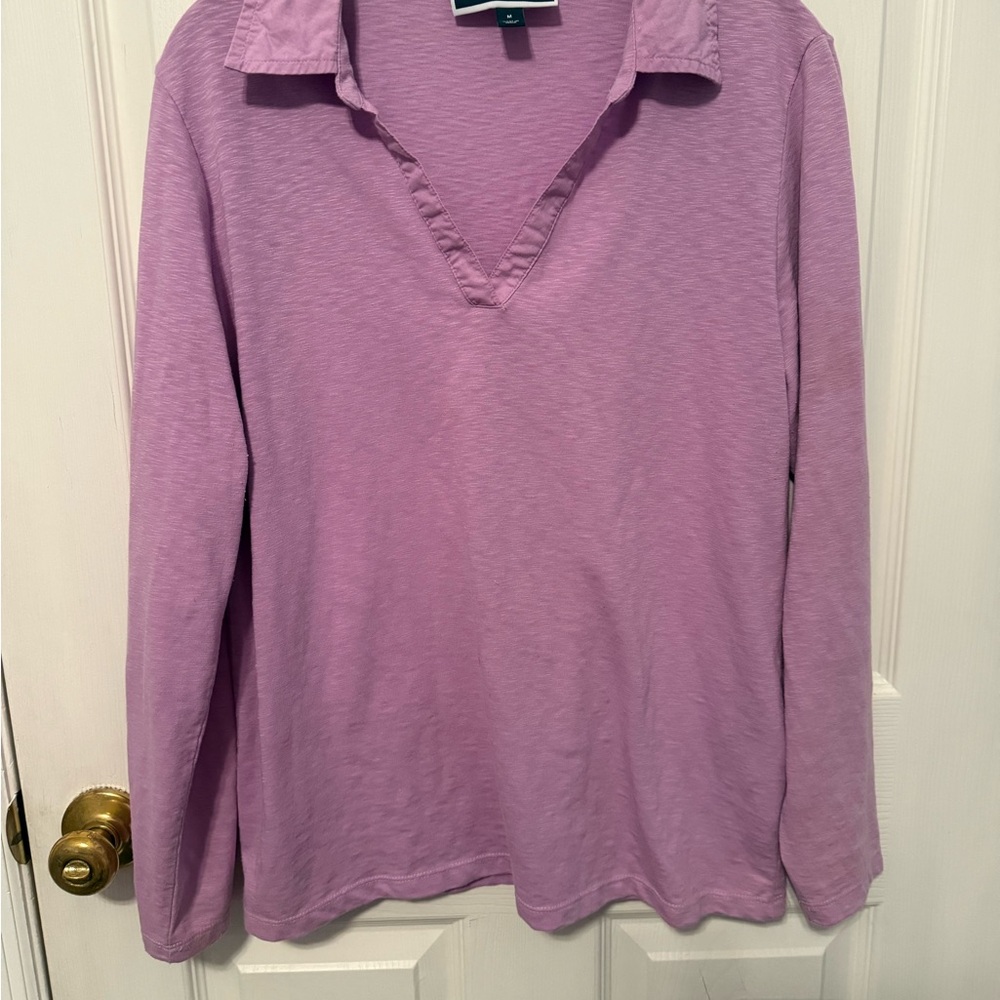 Karen Scott Lilac Crewneck Polo Top
